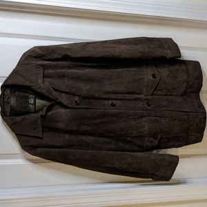 Knightsbridge Heavy Leather Suede Coat Medium - Brown